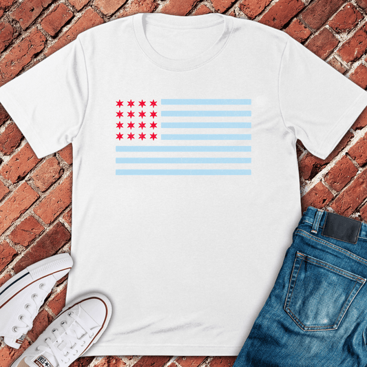 American Chicago Flag T-Shirt - White