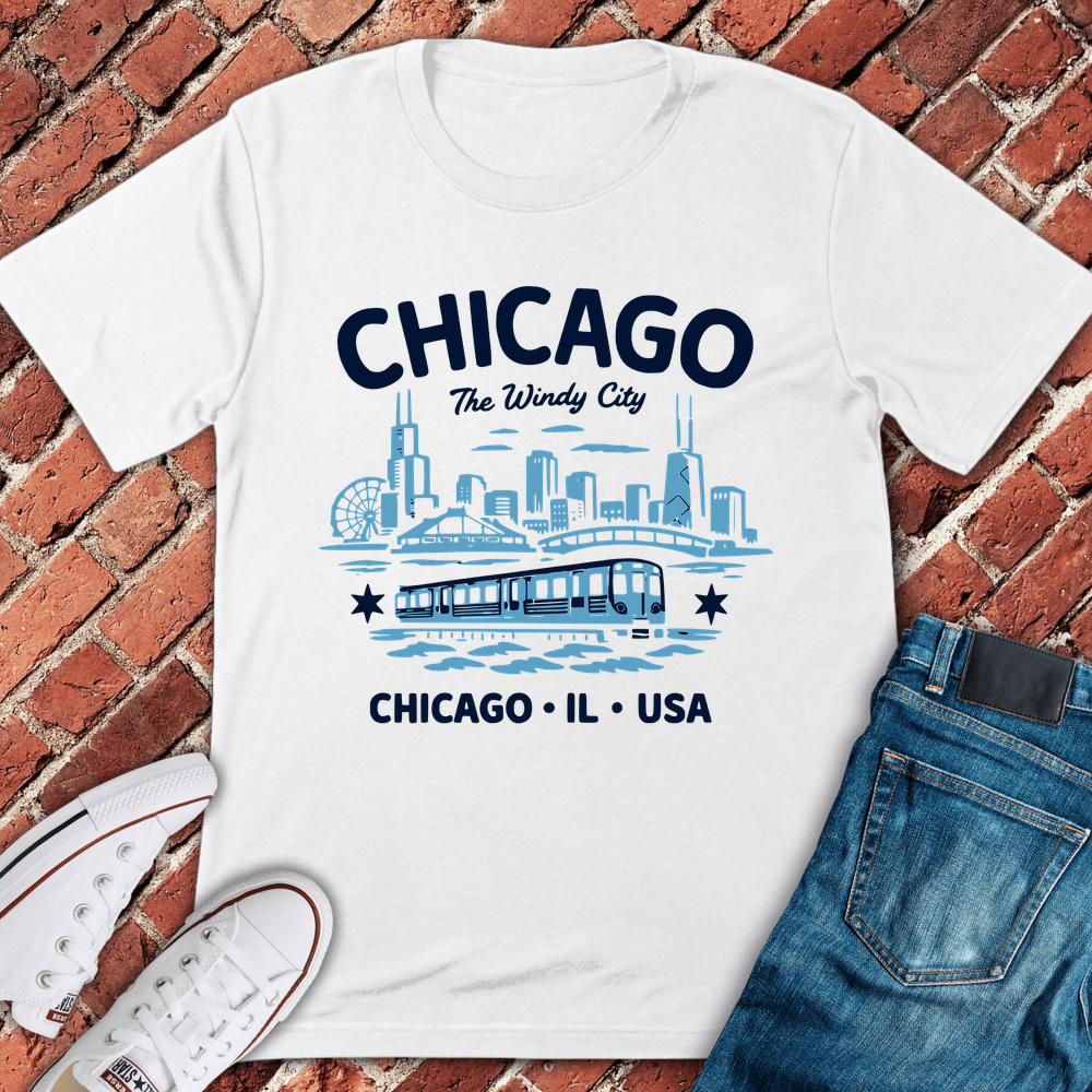 Windy City Linocut T-Shirt - White