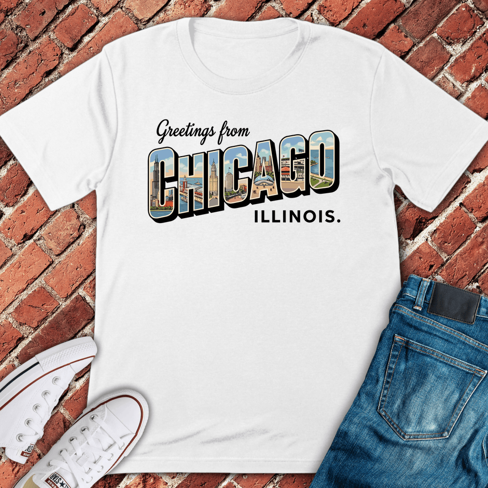 Postcard Chicago T-Shirt - White