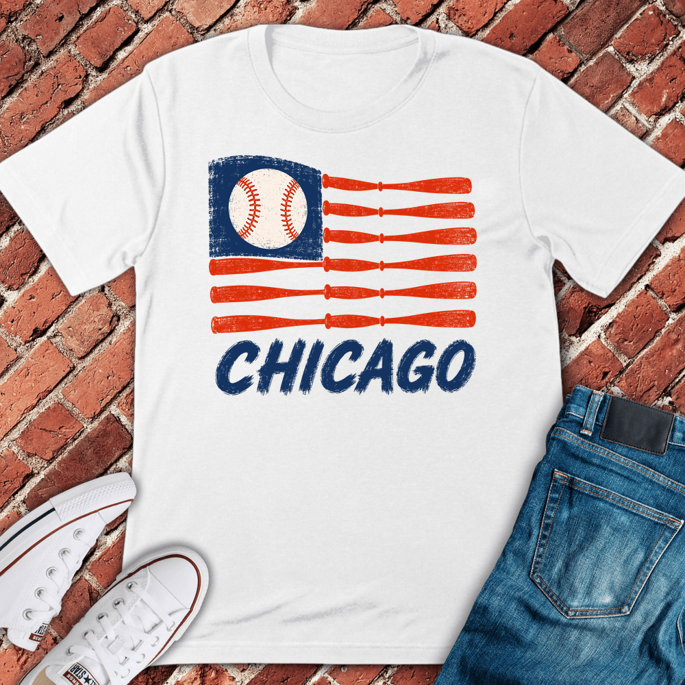 Chicago Bat Flag T-Shirt - White