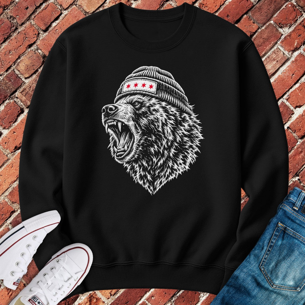 Bear Roar Crewneck - Black