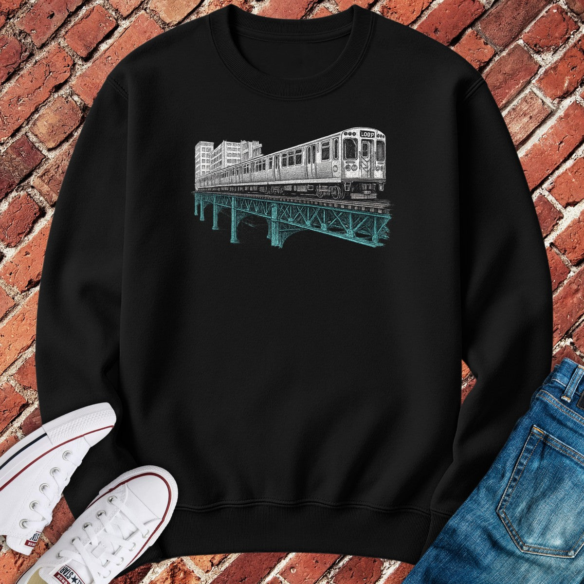 Elevated Tracks Crewneck - Black