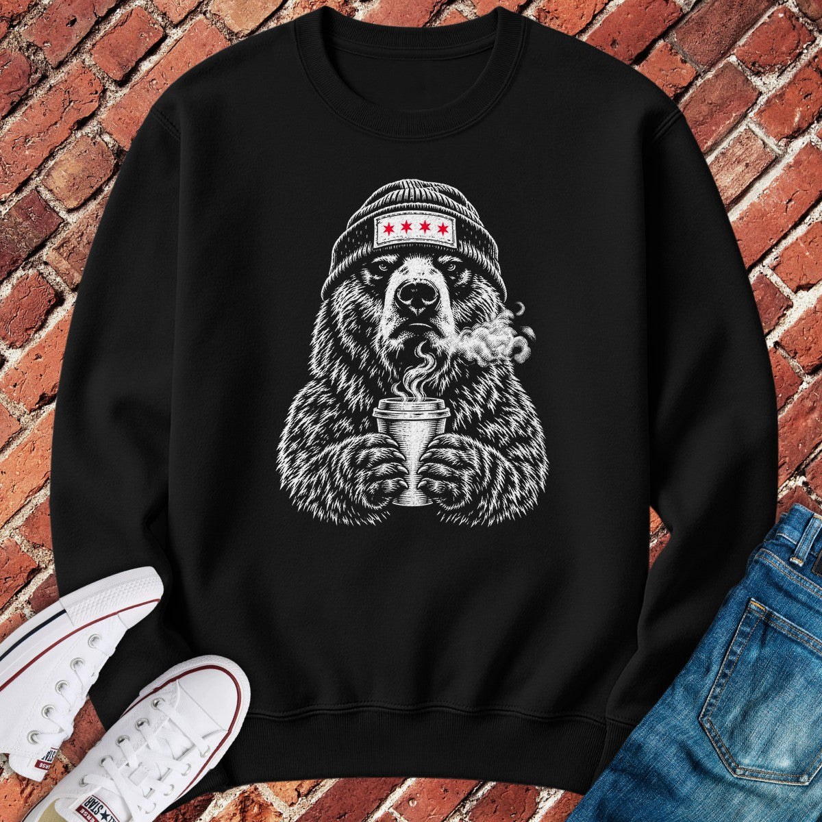 Coffee Bear Crewneck - Black