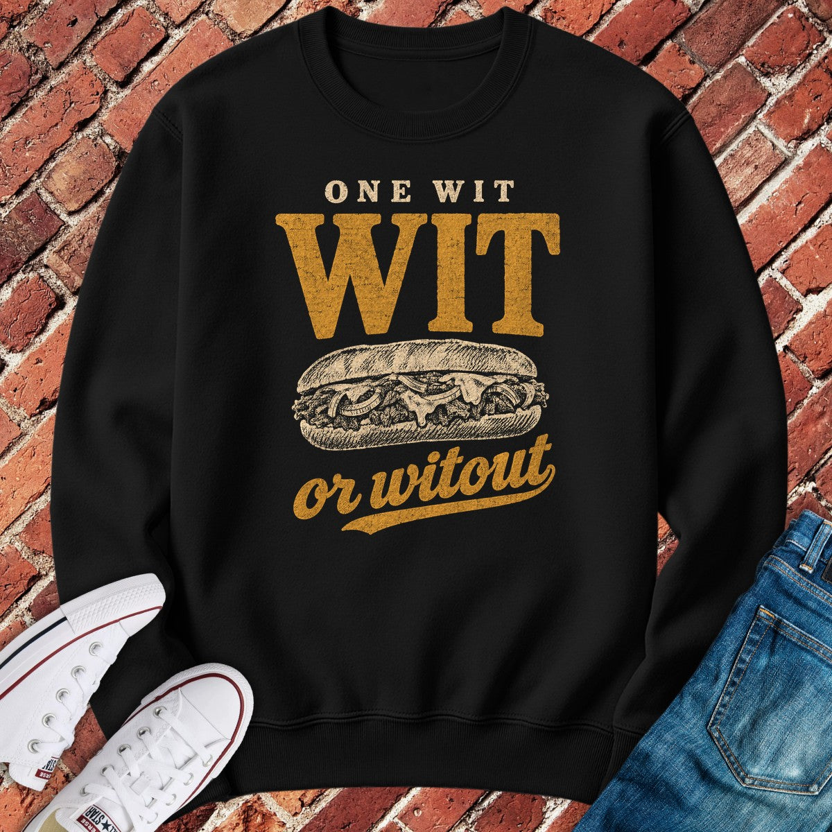 Cheesesteak Wit Crewneck - Black