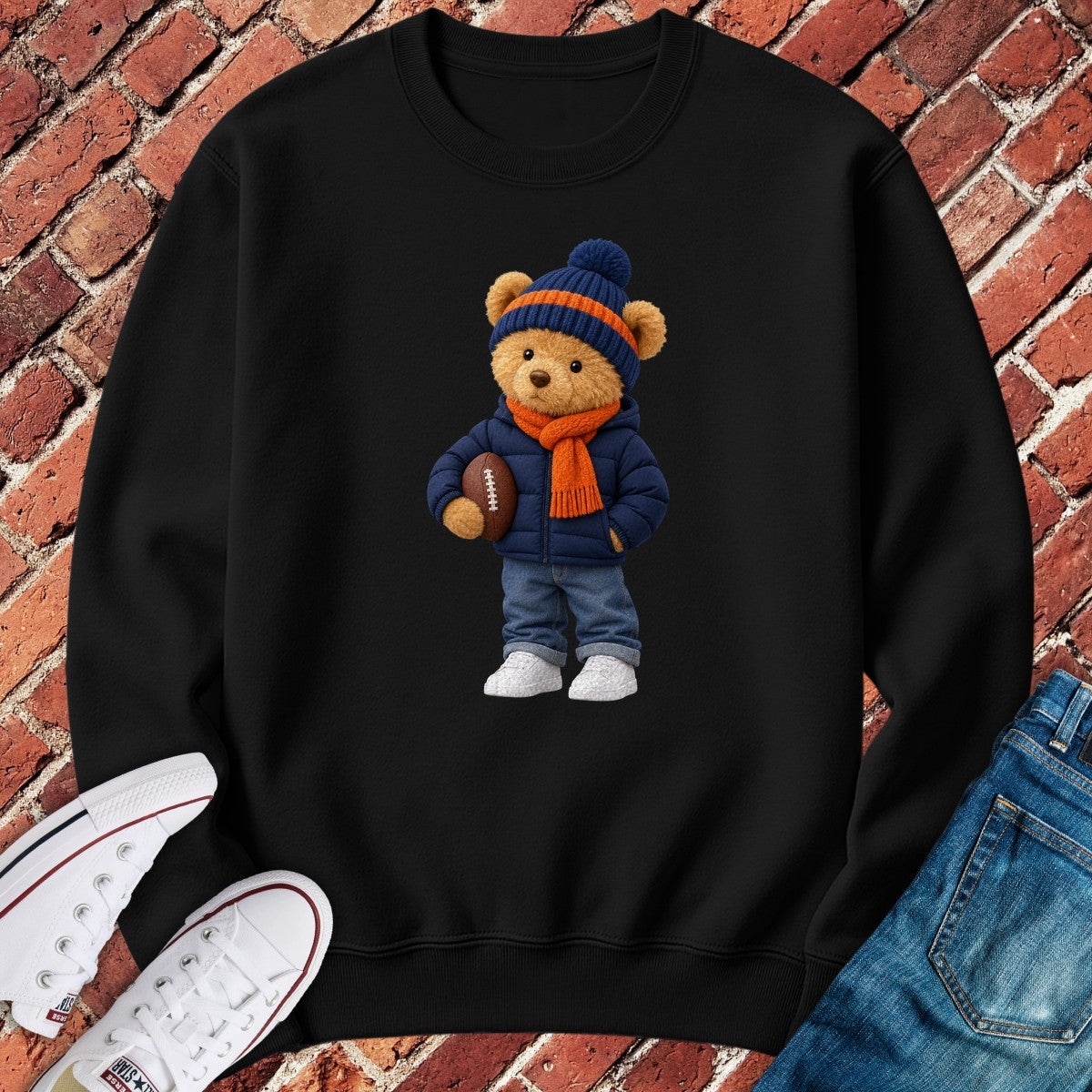 Football Teddy Crewneck - Black