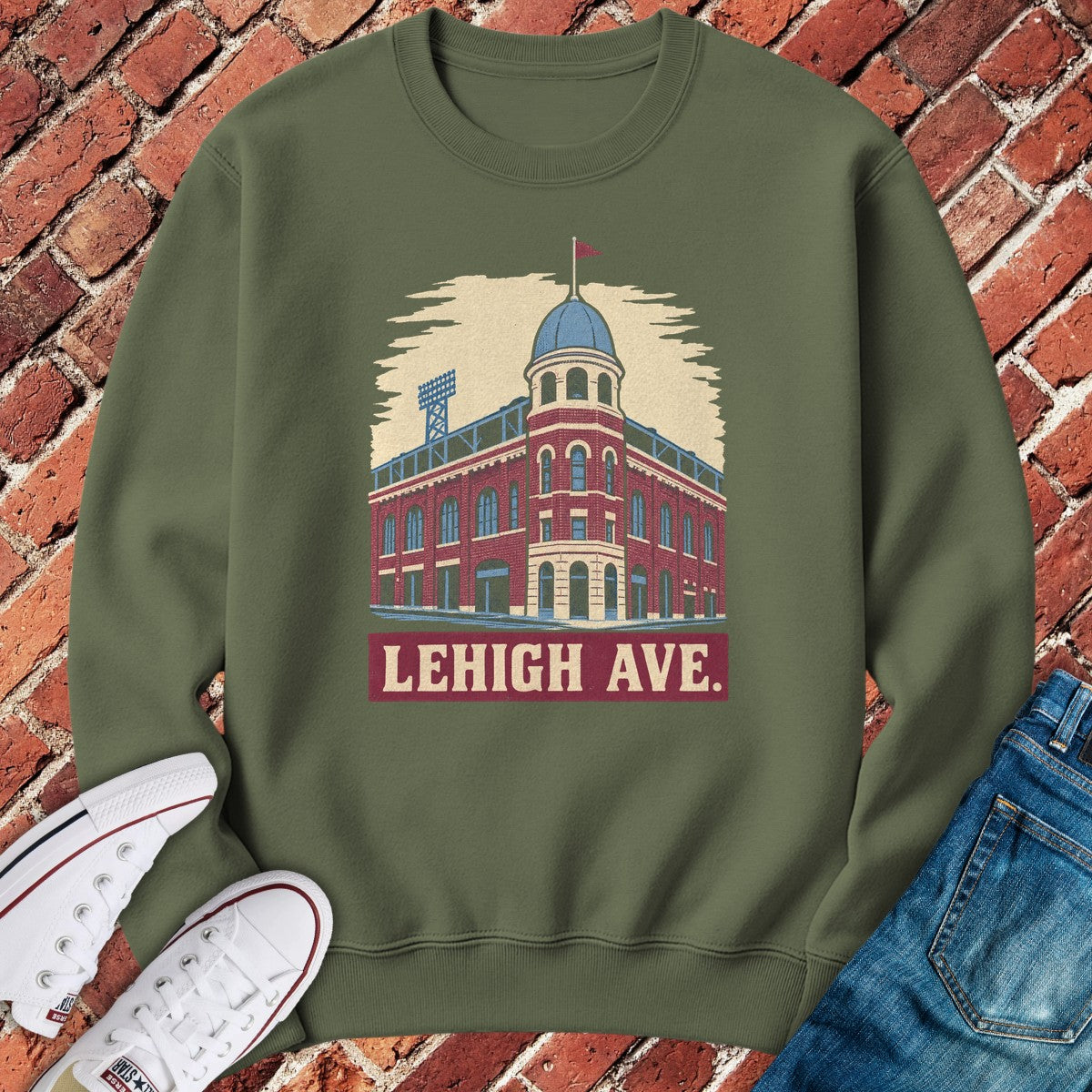 Lehigh Avenue Crewneck - Military Green