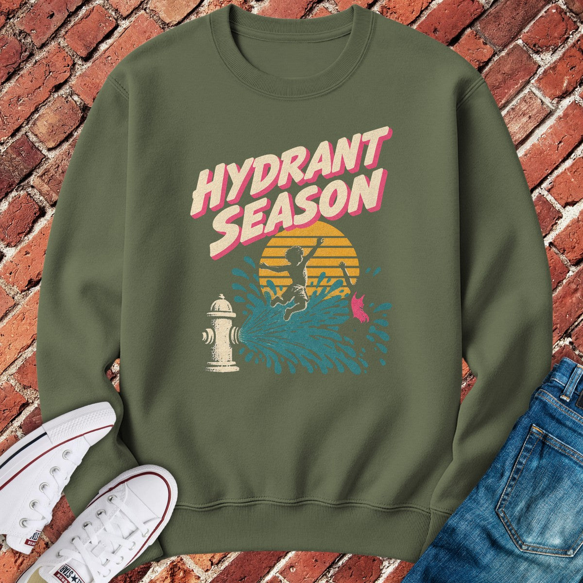 Hydrant Season Crewneck - Military Green