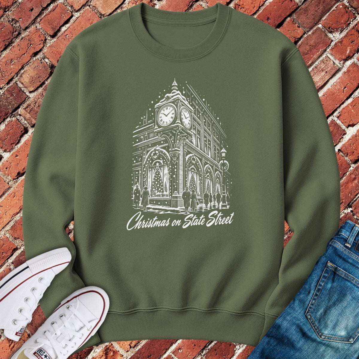 State Street Crewneck - Military Green