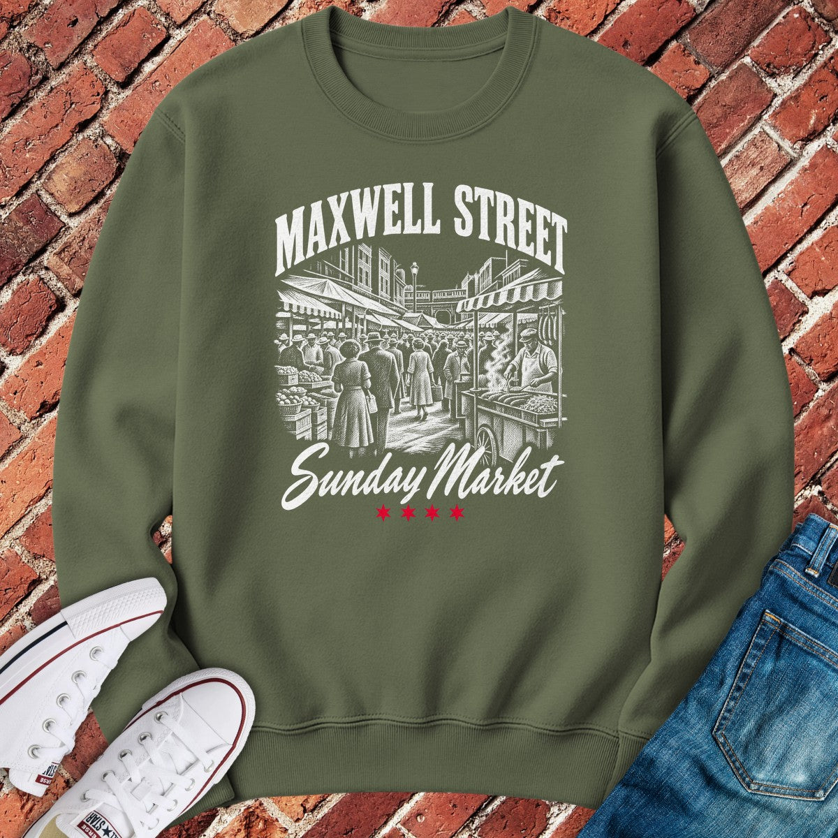 Maxwell Street Crewneck - Military Green
