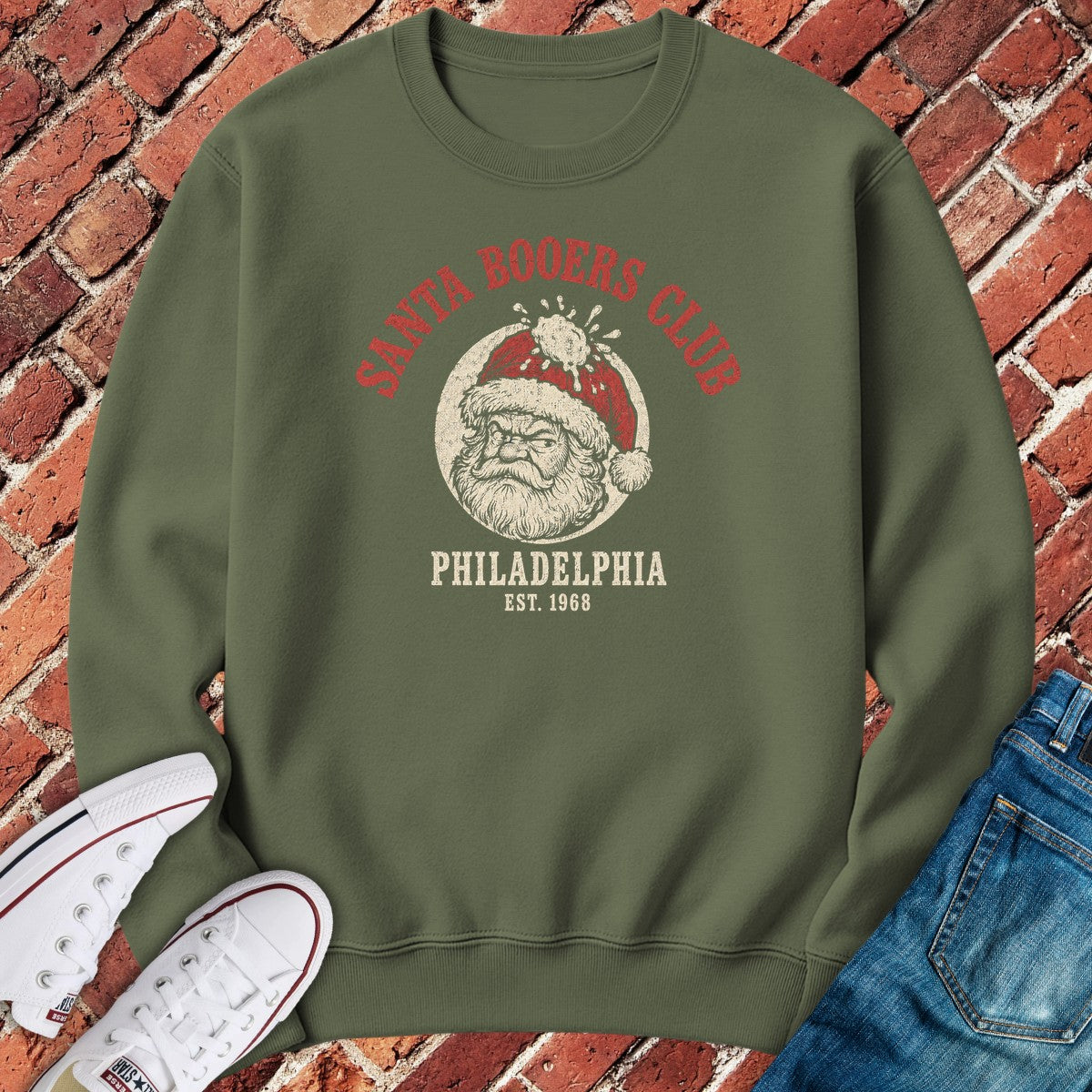Santa Booers Crewneck - Military Green