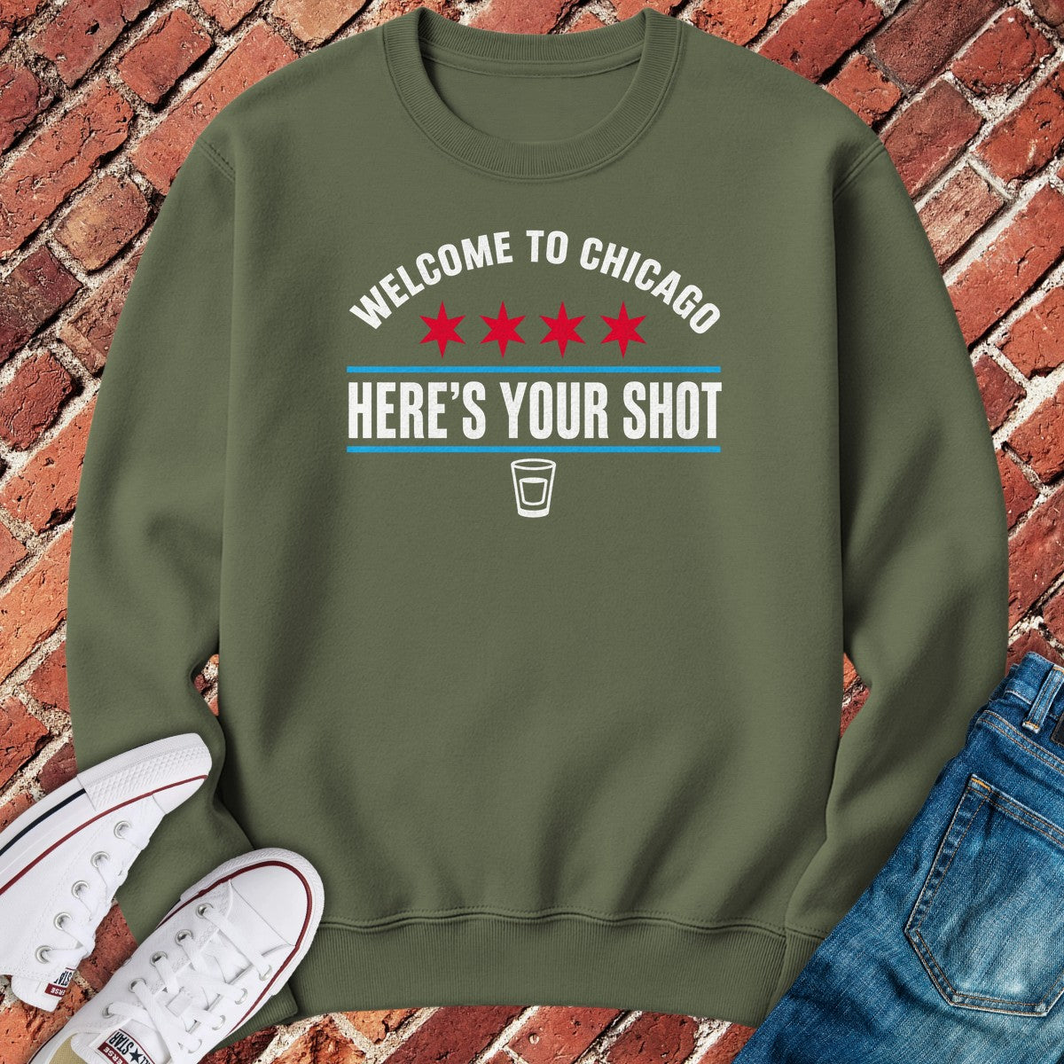 Welcome Shot Crewneck - Military Green