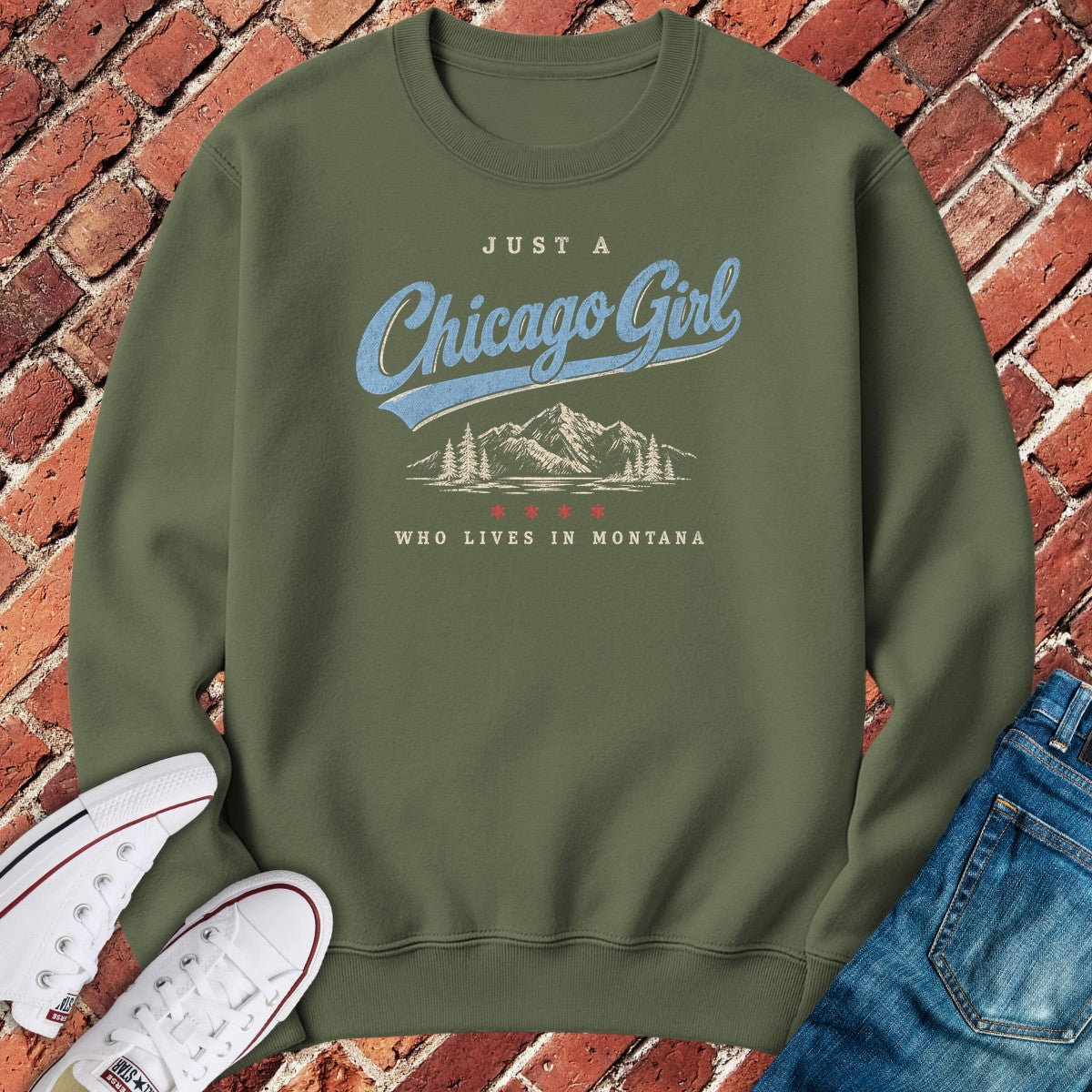 Montana Girl Crewneck - Military Green