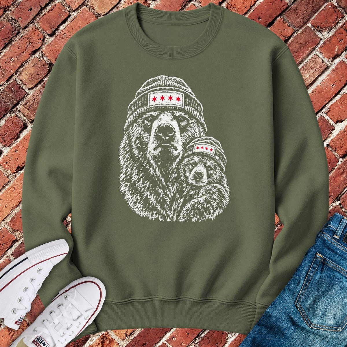 Mama Cub Crewneck - Military Green