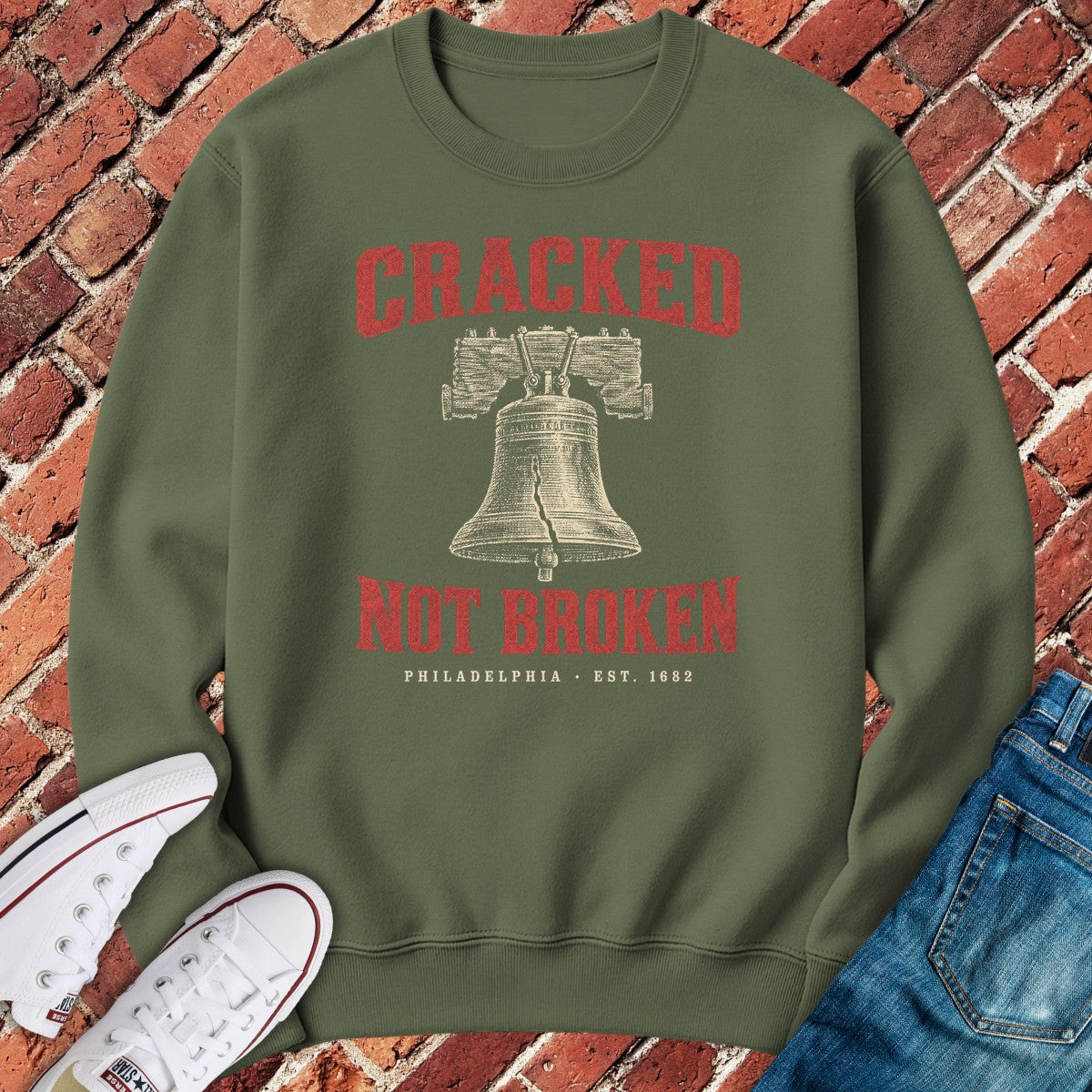 Cracked Bell Crewneck - Military Green