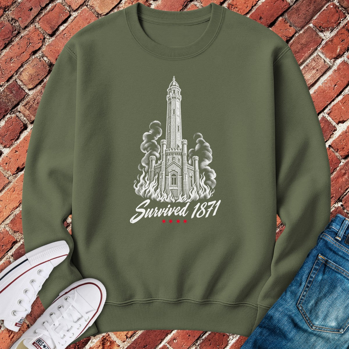 Survived 1871 Crewneck - Military Green