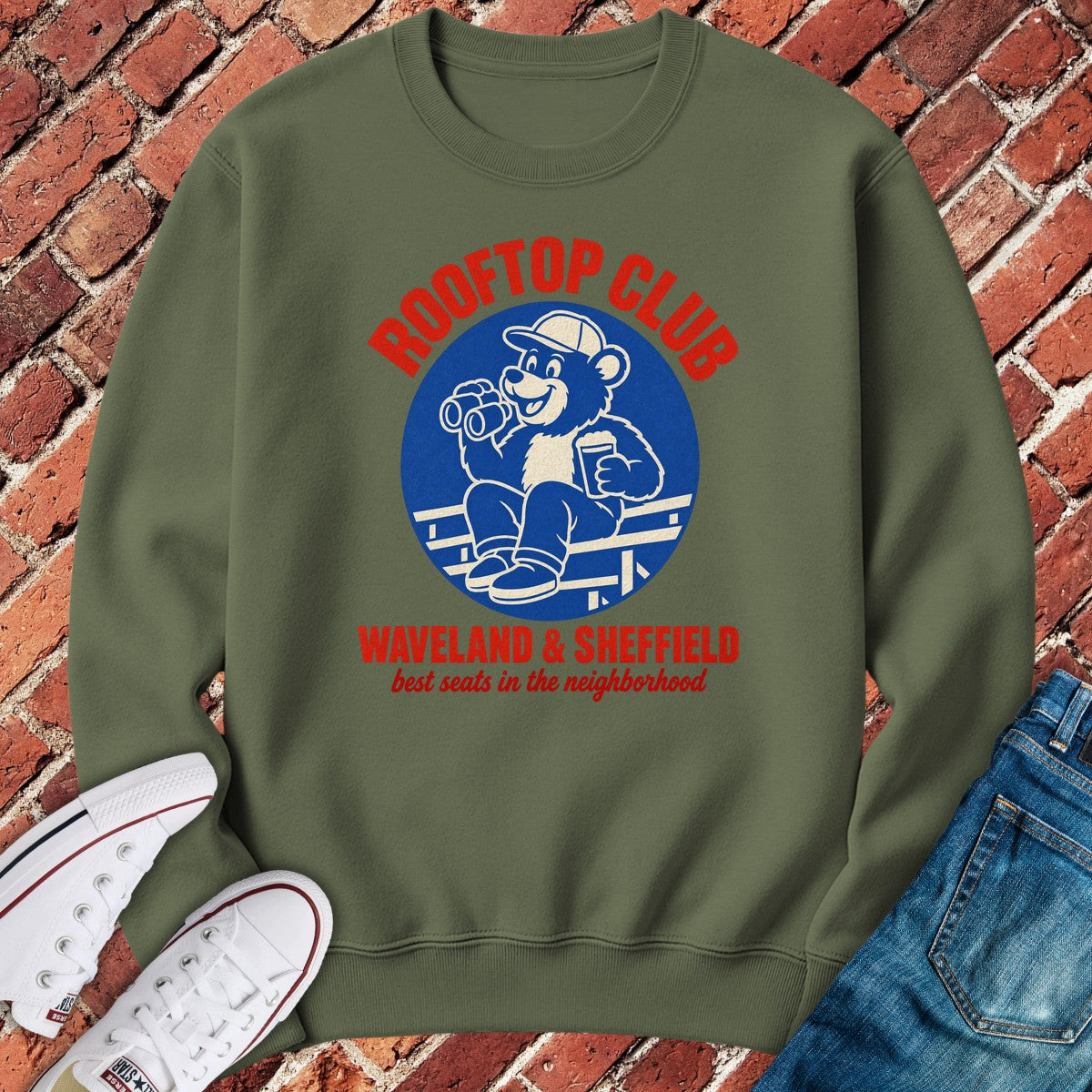 Rooftop Club Crewneck - Military Green
