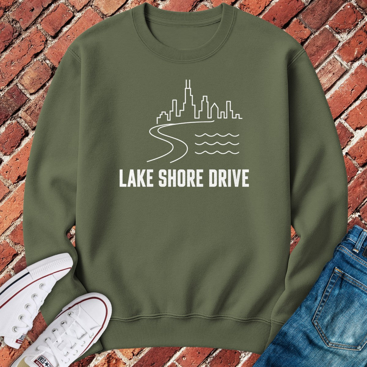 Shore Drive Crewneck - Military Green