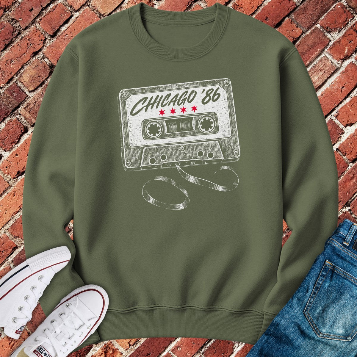 Chicago Mixtape Crewneck - Military Green
