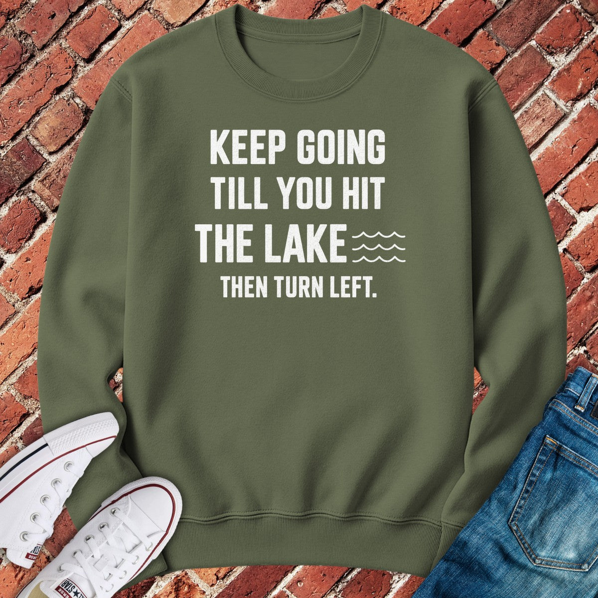 Turn Left Crewneck - Military Green