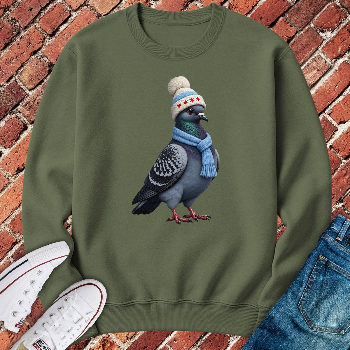 Winter Pigeon Crewneck - Military Green