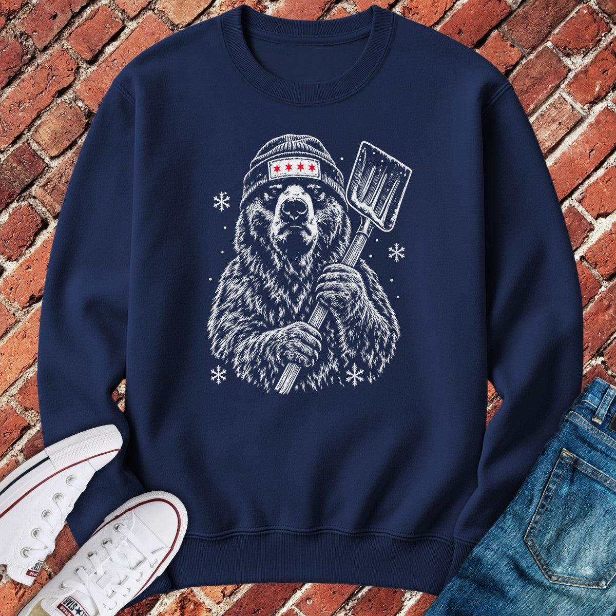 Shovel Bear Crewneck - Navy