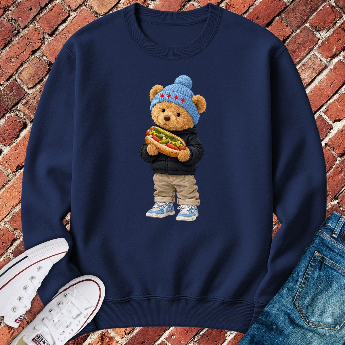 Hotdog Teddy Crewneck - Navy