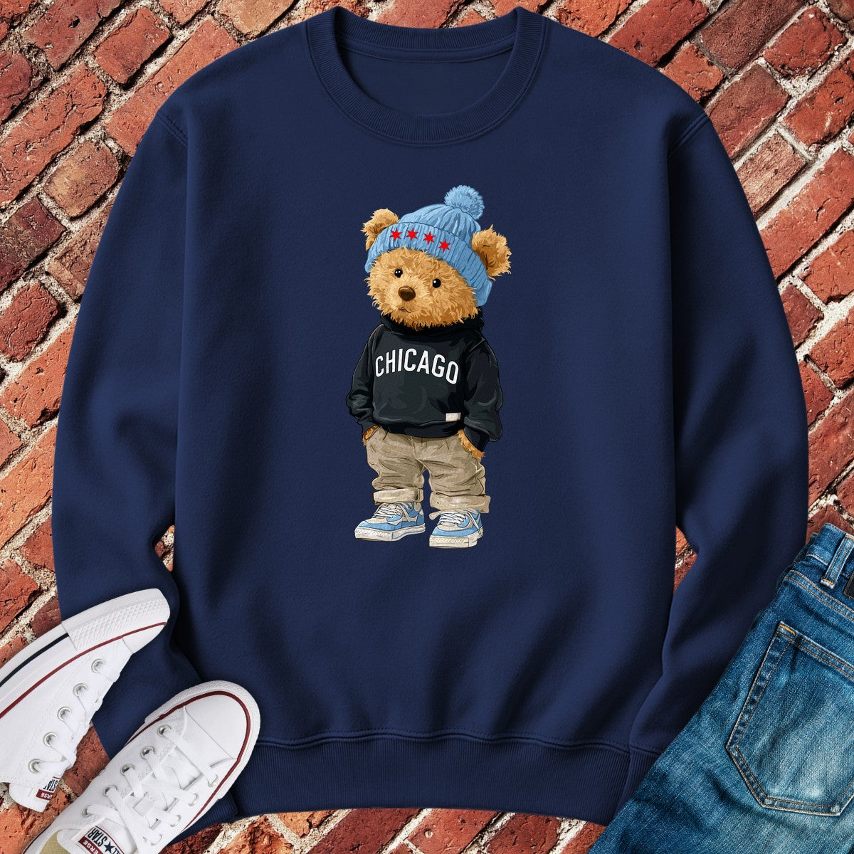Chicago Cub Bear Crewneck - Navy