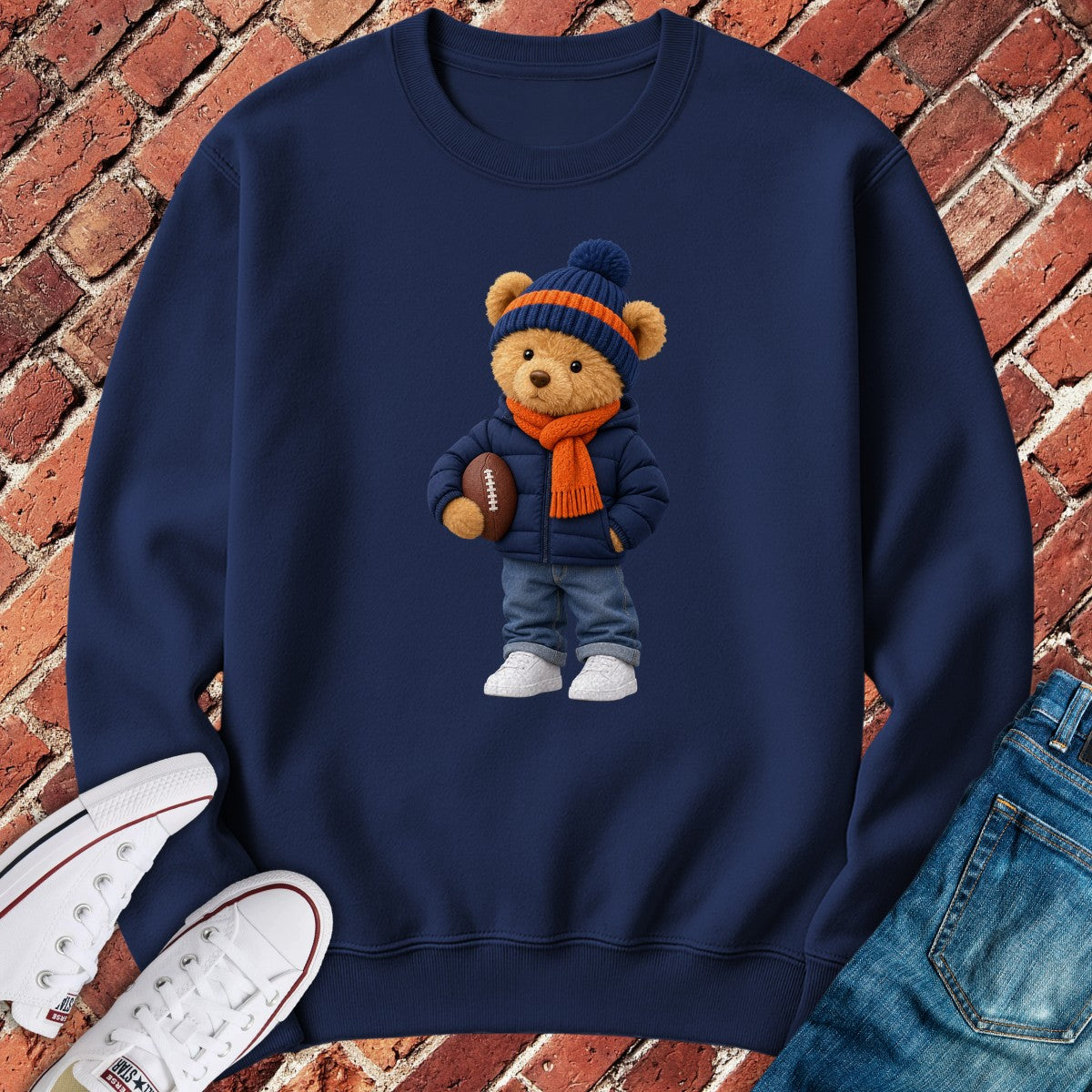 Football Teddy Crewneck - Navy