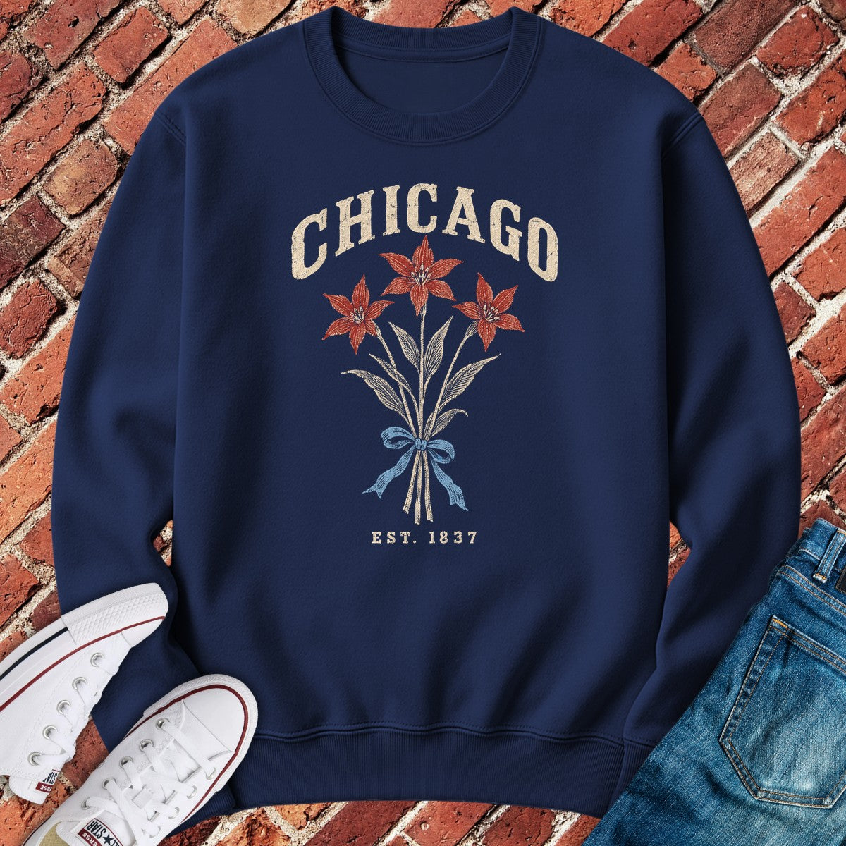 Flag Flower Crewneck - Navy