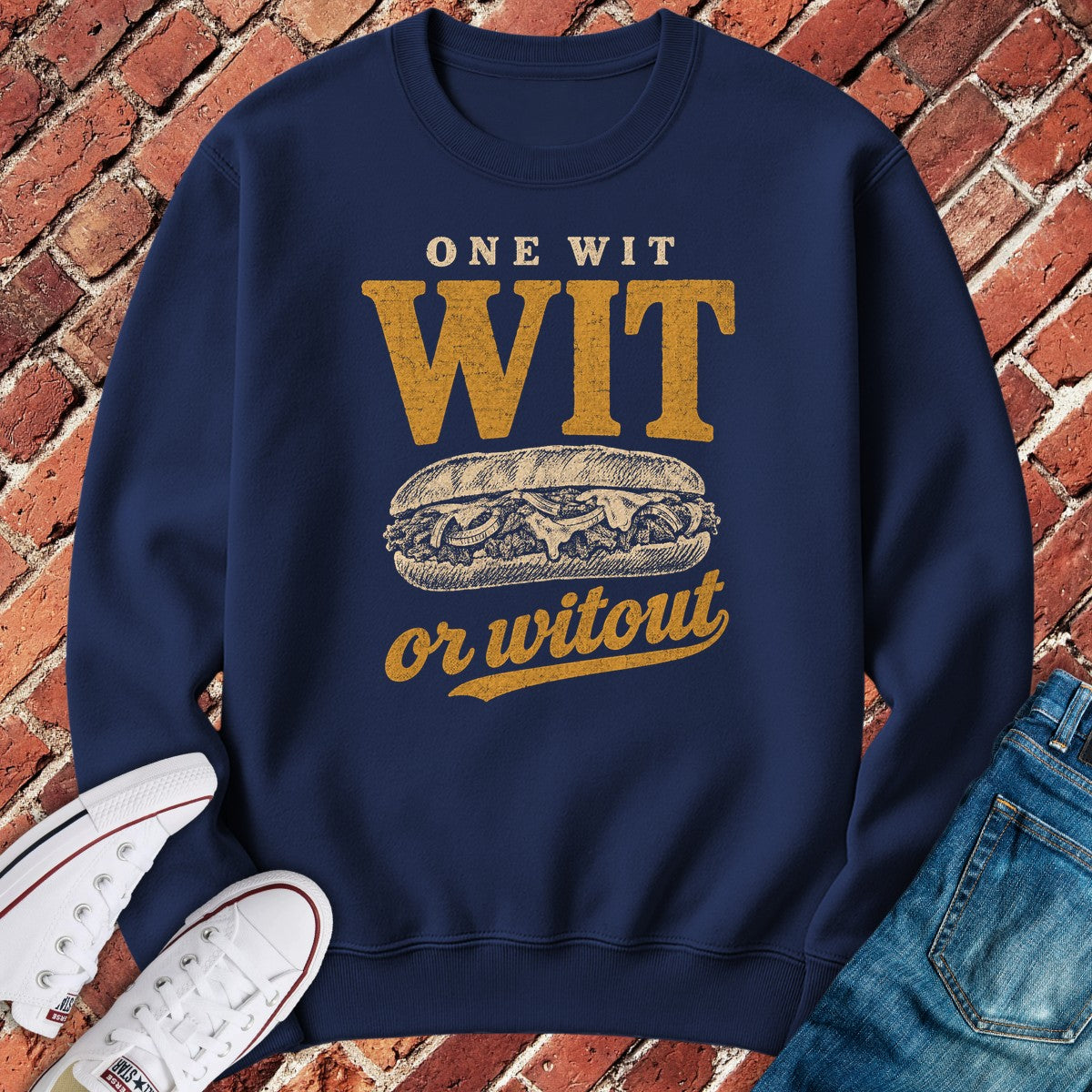Cheesesteak Wit Crewneck - Navy