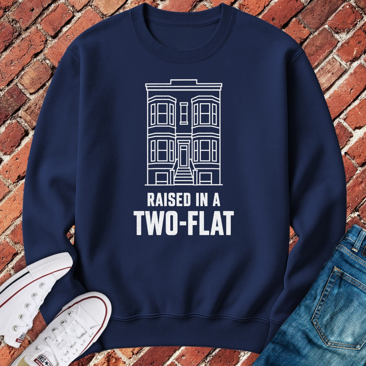 Two-Flat Kid Crewneck - Navy