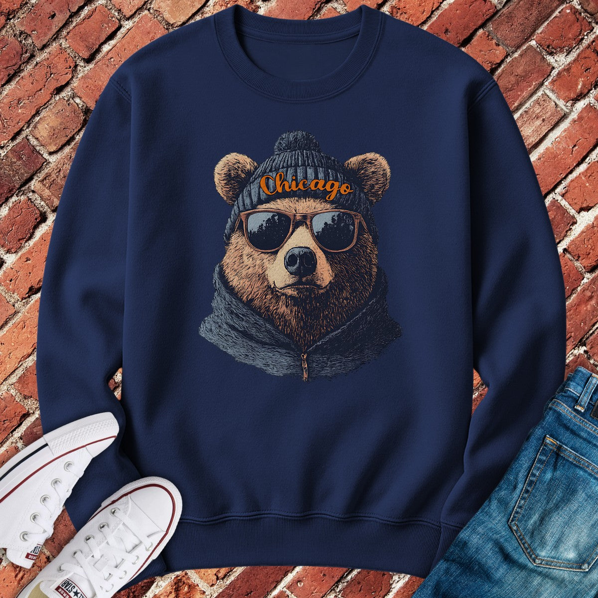 Beanie Bear Vibes Crewneck - Navy