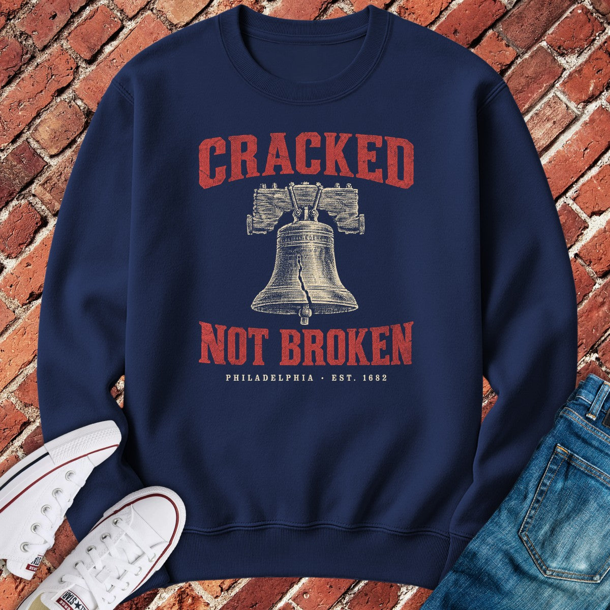 Cracked Bell Crewneck - Navy