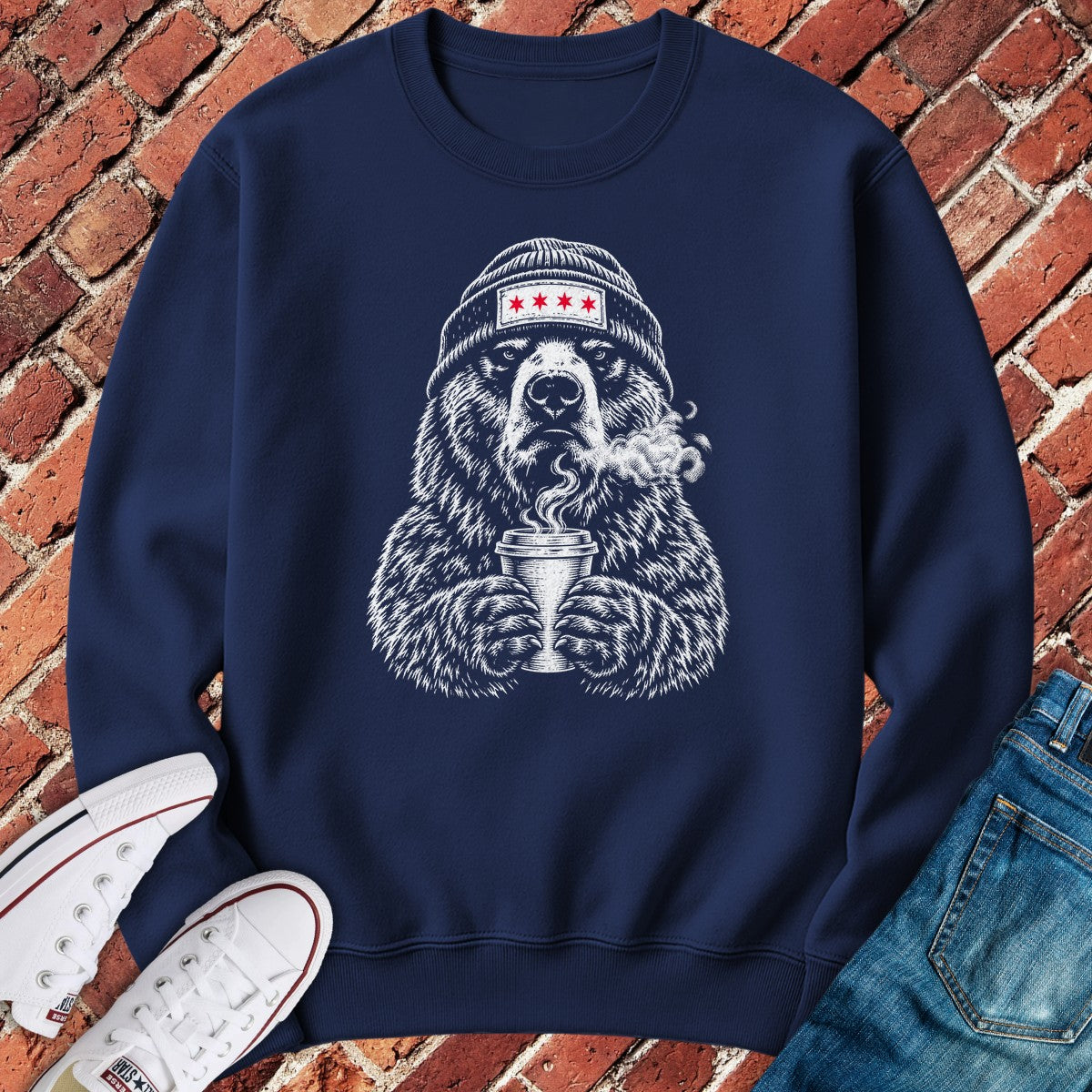 Coffee Bear Crewneck - Navy