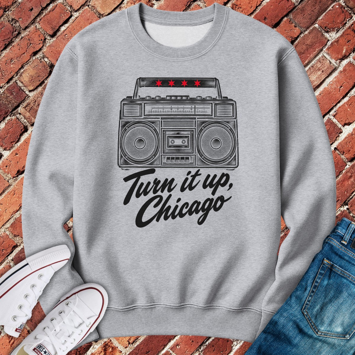 Chicago Boombox Crewneck - Sport Grey