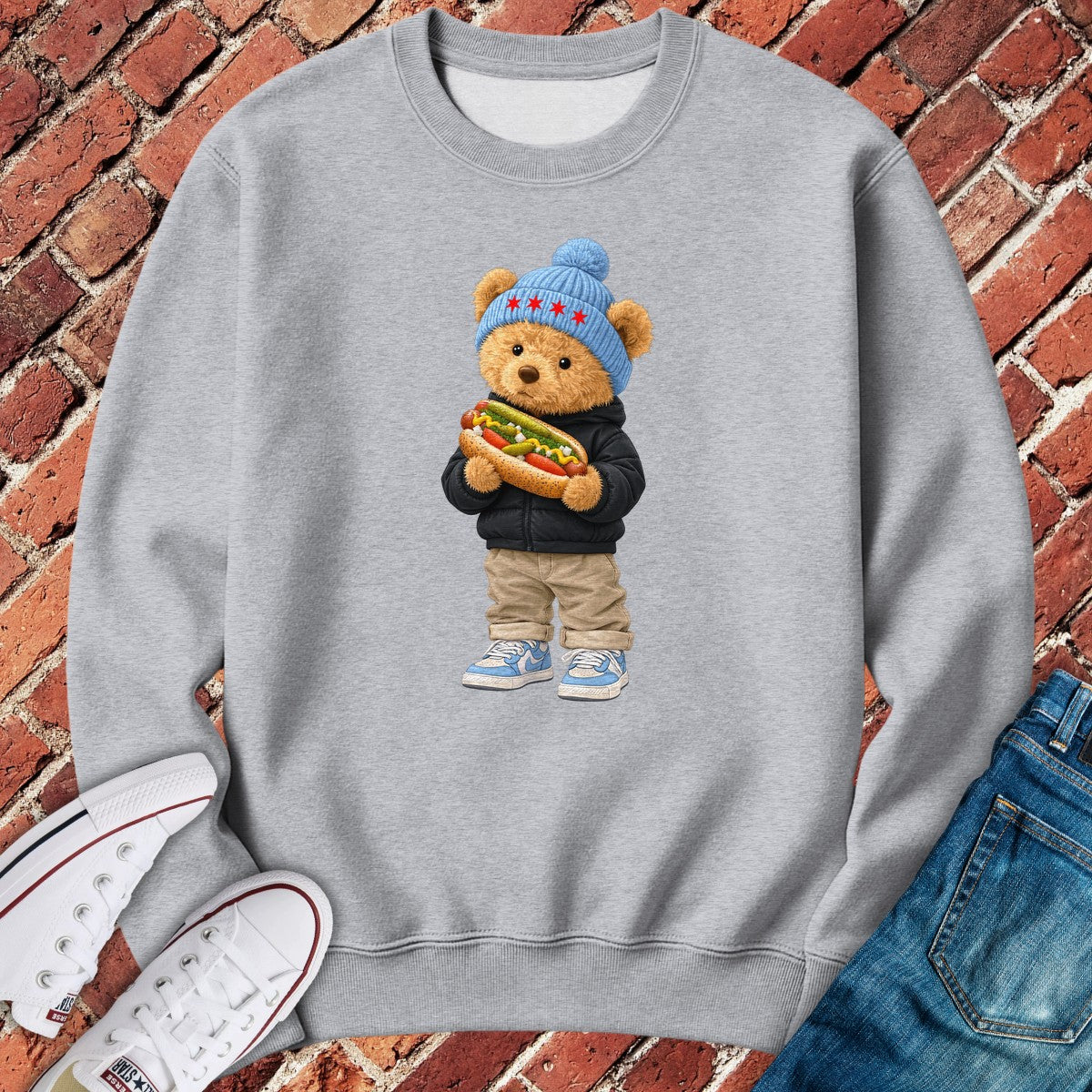 Hotdog Teddy Crewneck - Sport Grey