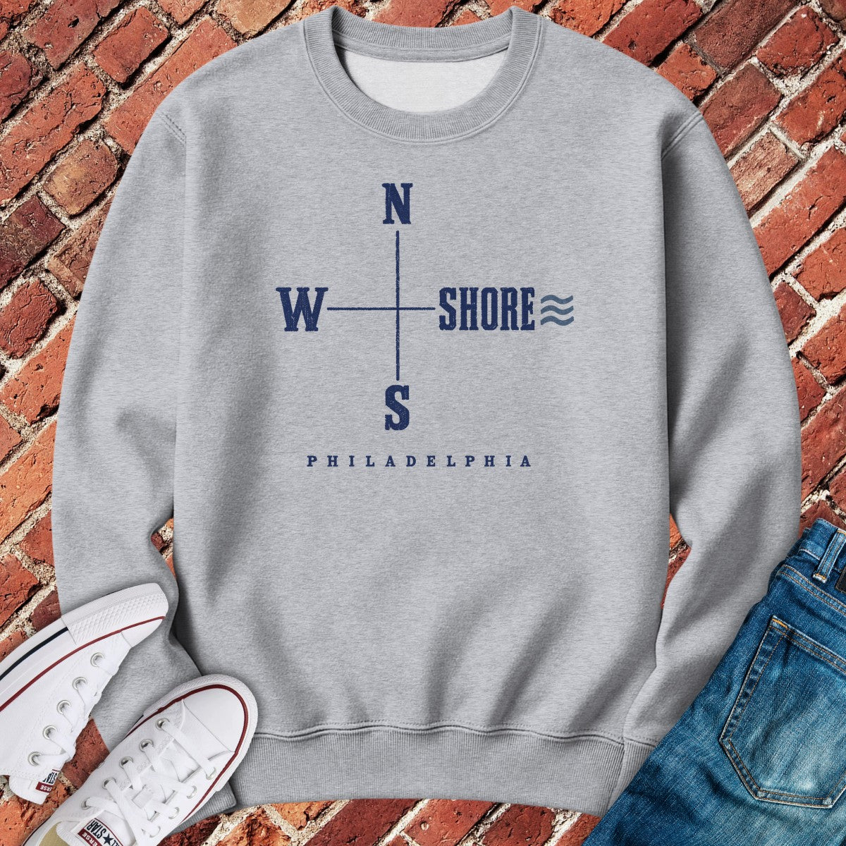 Shore Compass Crewneck - Sport Grey