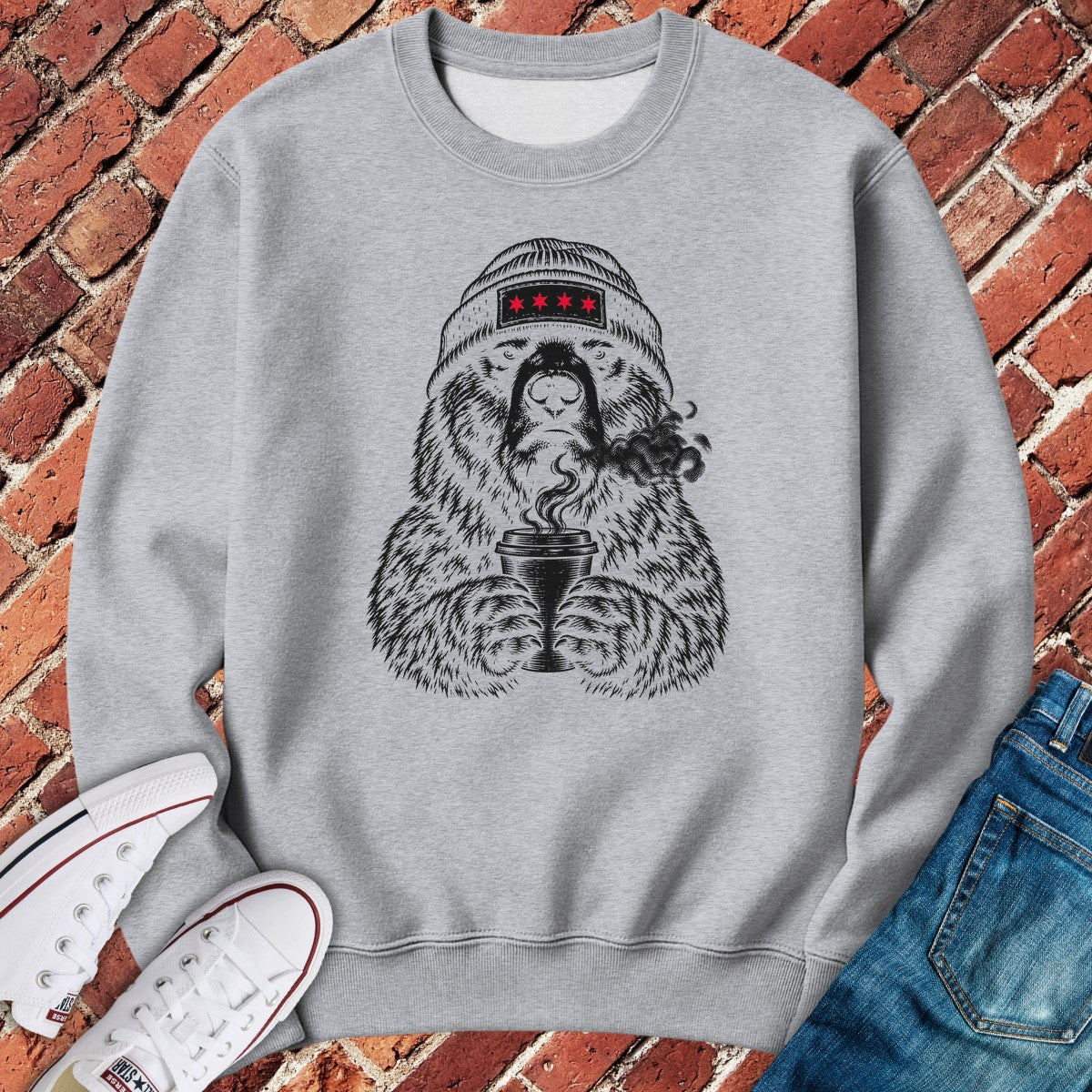 Coffee Bear Crewneck - Sport Grey