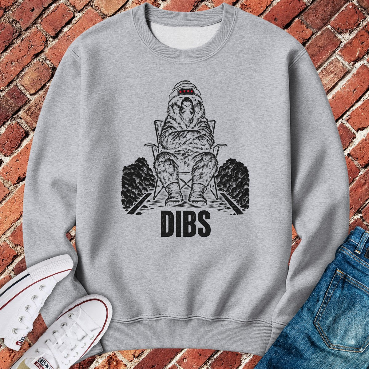 Dibs Bear Crewneck - Sport Grey