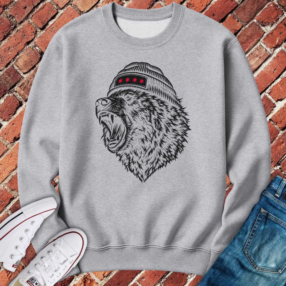 Bear Roar Crewneck - Sport Grey