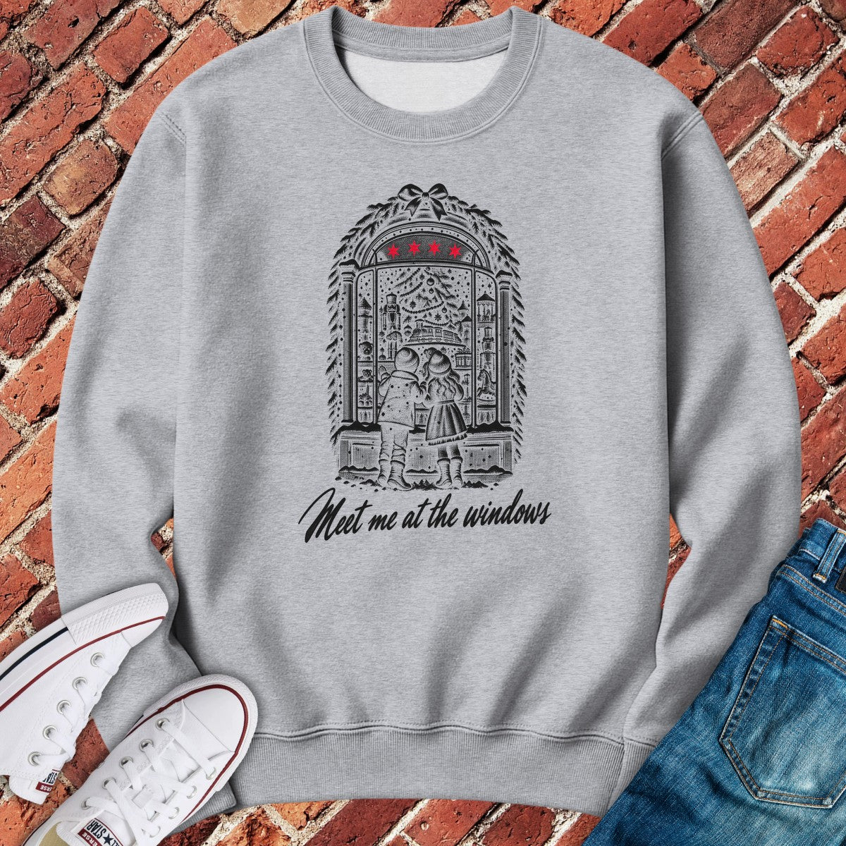Holiday Windows Crewneck - Sport Grey