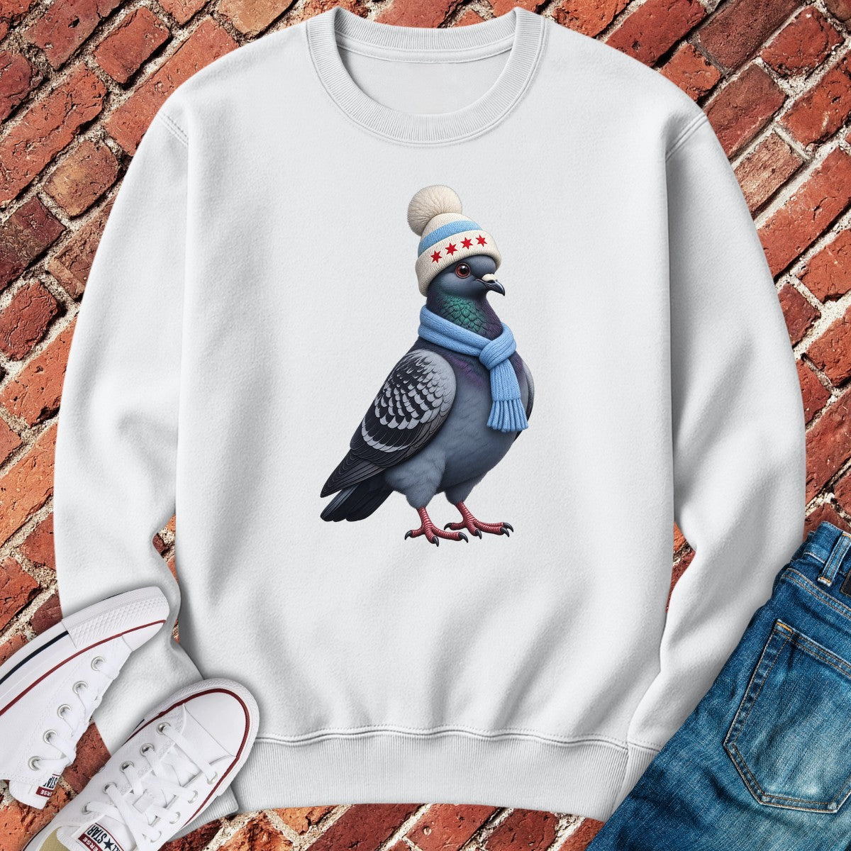 Winter Pigeon Crewneck - White