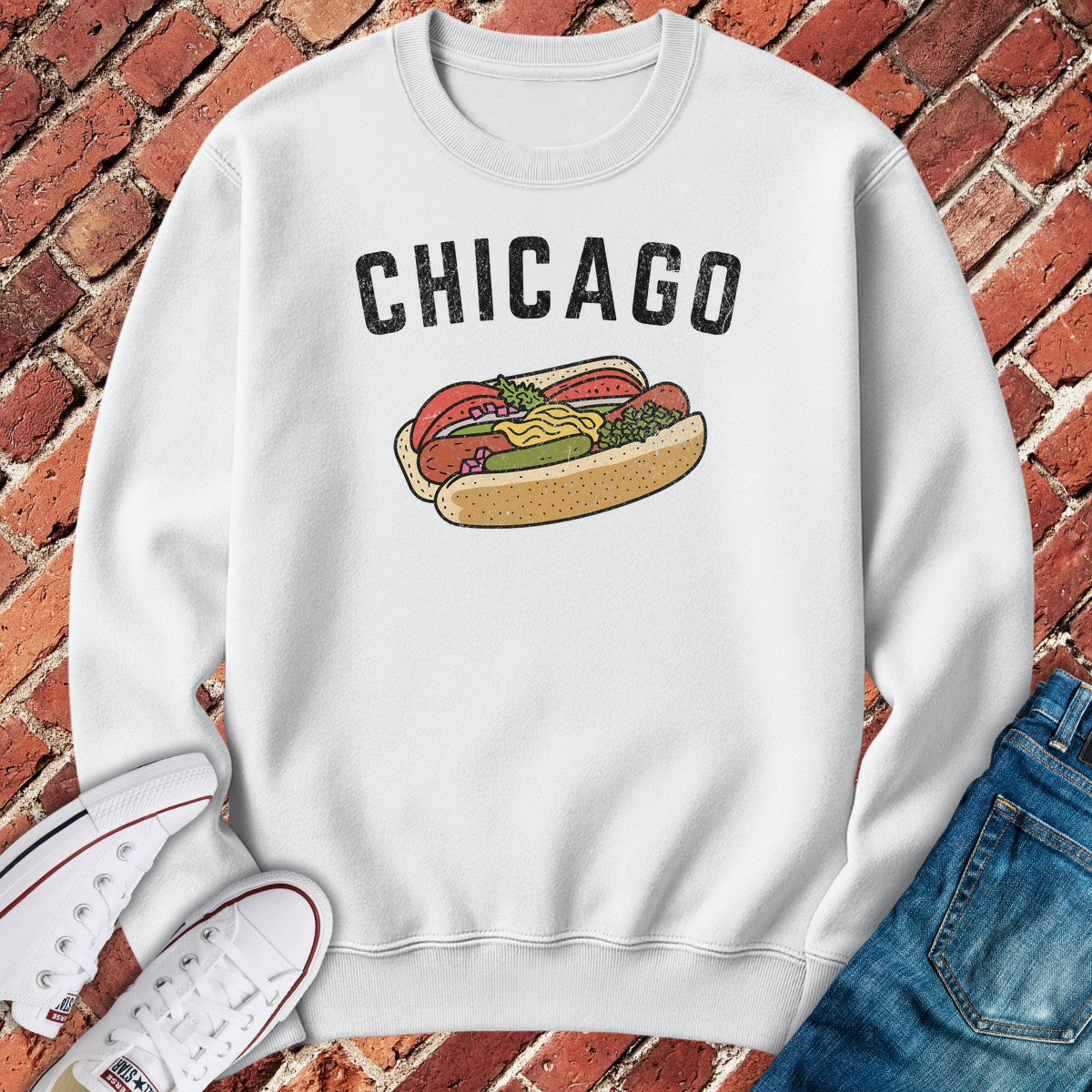 Chicago Dog Crewneck - White