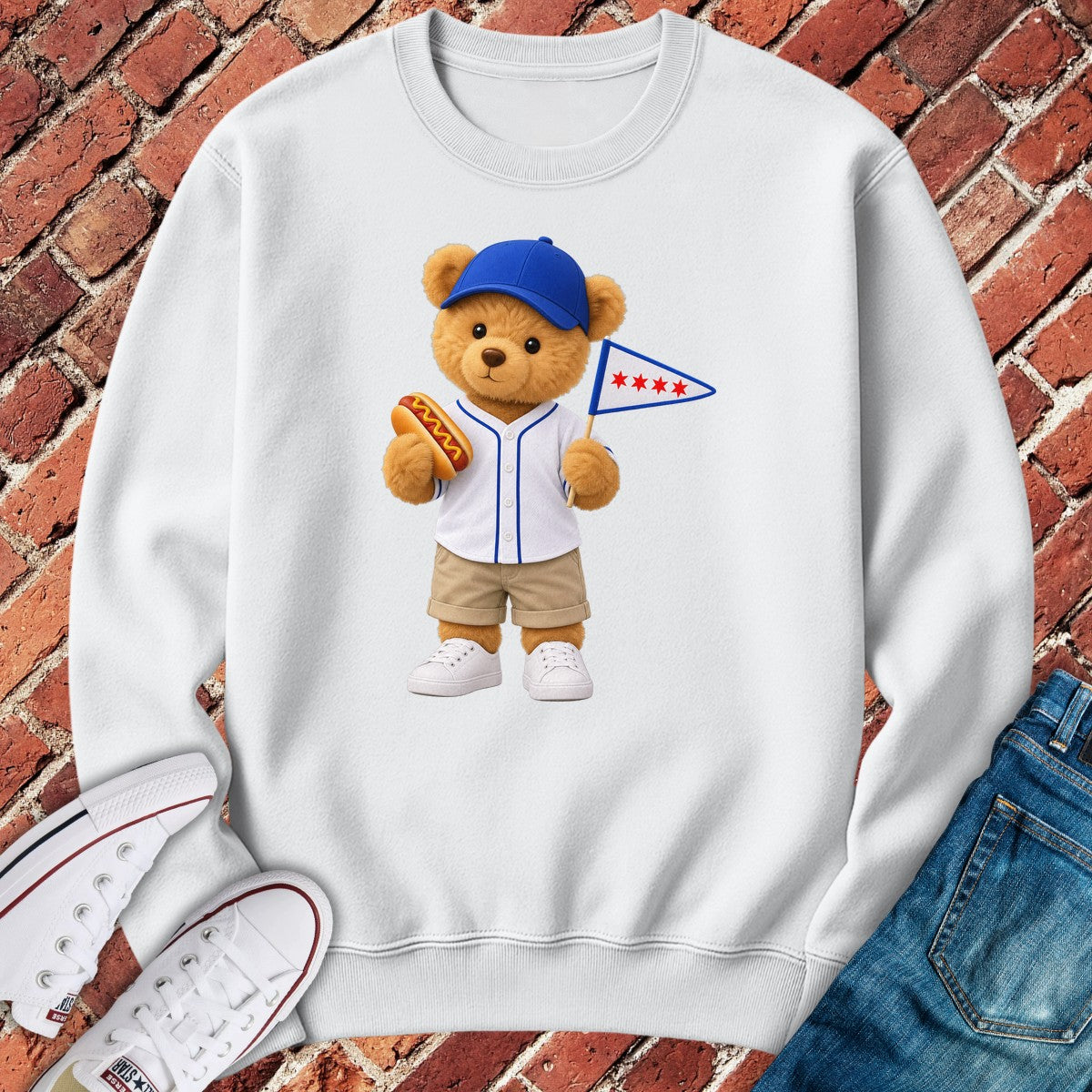 Ballpark Teddy Crewneck - White