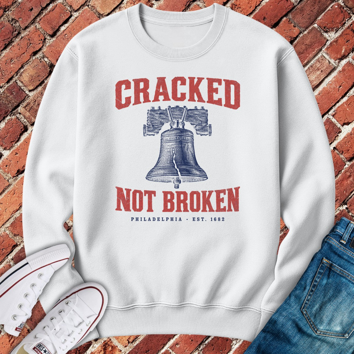 Cracked Bell Crewneck - White