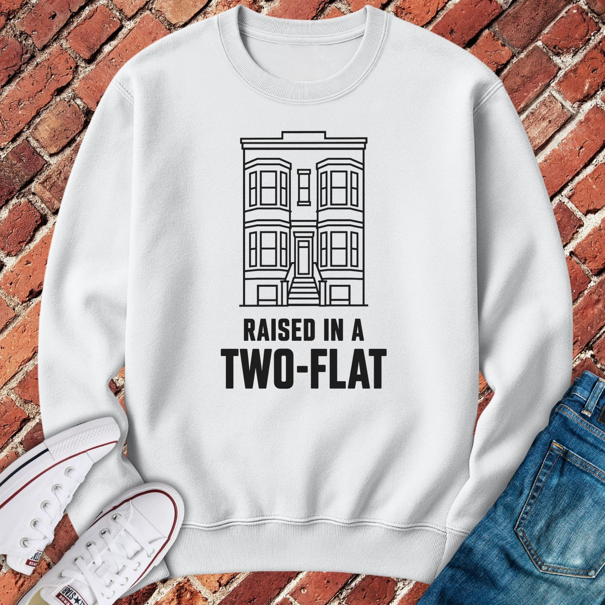 Two-Flat Kid Crewneck - White