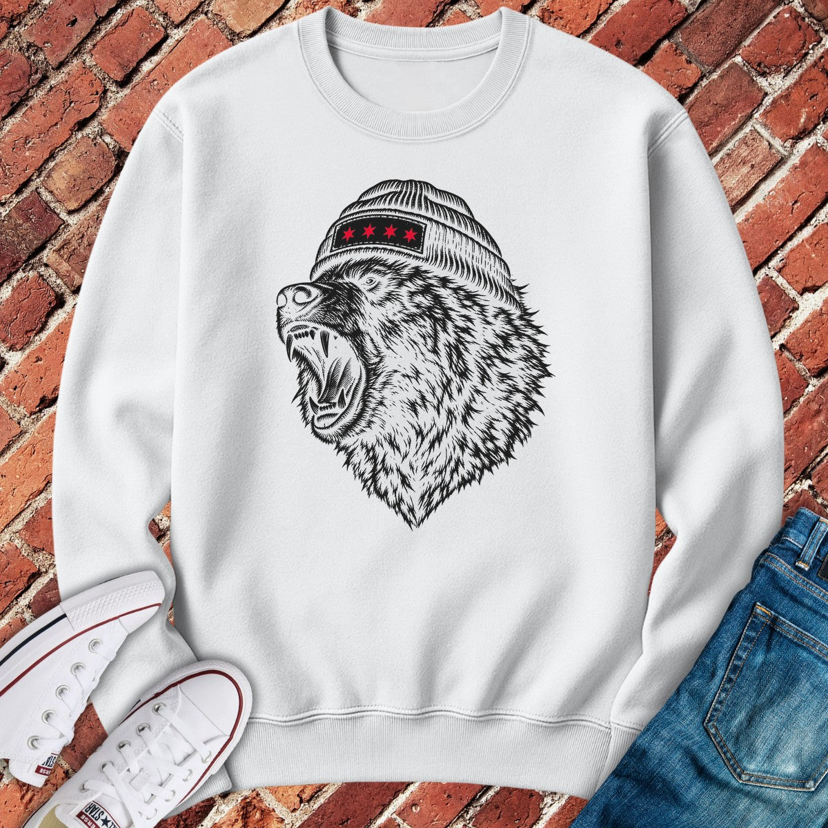 Bear Roar Crewneck - White