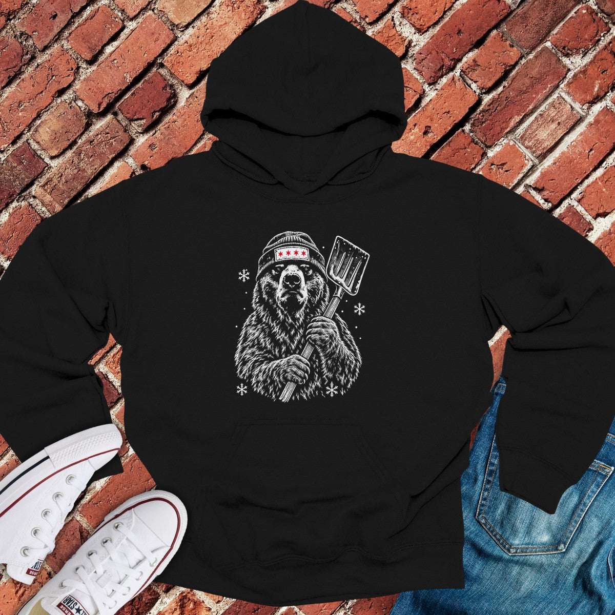 Shovel Bear Hoodie - Black