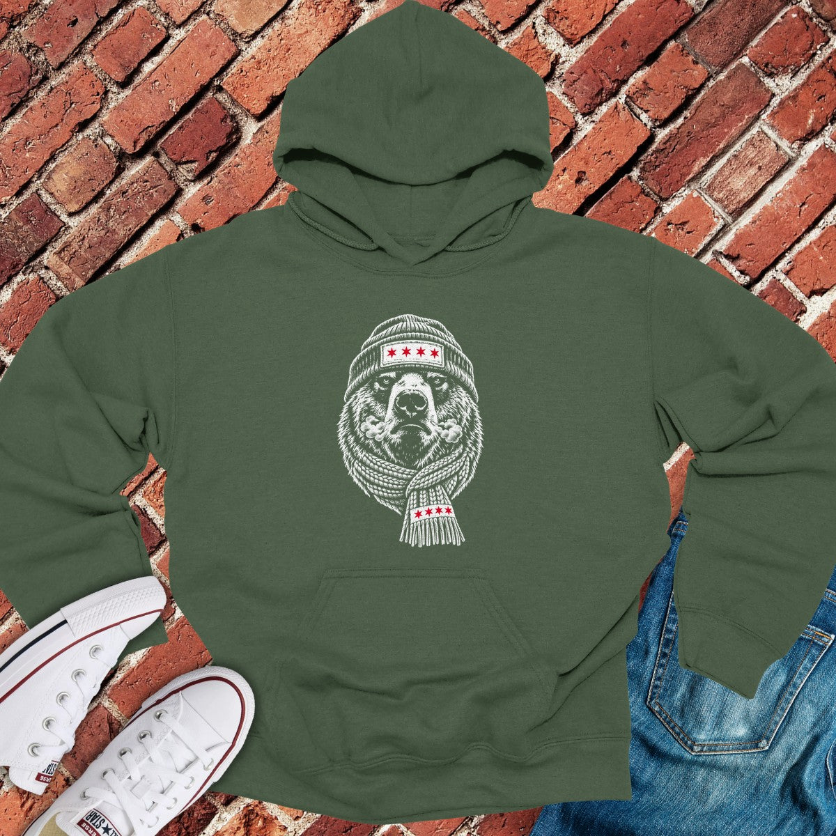 Windchill Bear Hoodie - Military Green