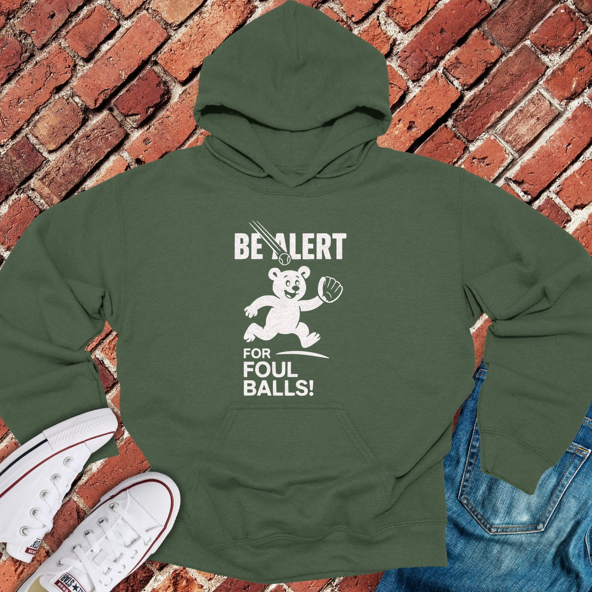 Foul Ball Alert Hoodie - Military Green